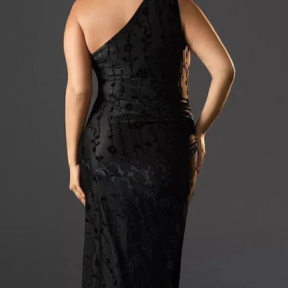 Hutch One-Shoulder Ruched Velvet Dress Pink/Rose/Magenta XL - Picture 8 of 9